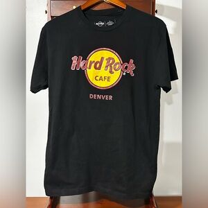 Hard Rock Cafe Men’s Unisex Medium Black Short Sleeve Tee Shirt Red Yellow Logo